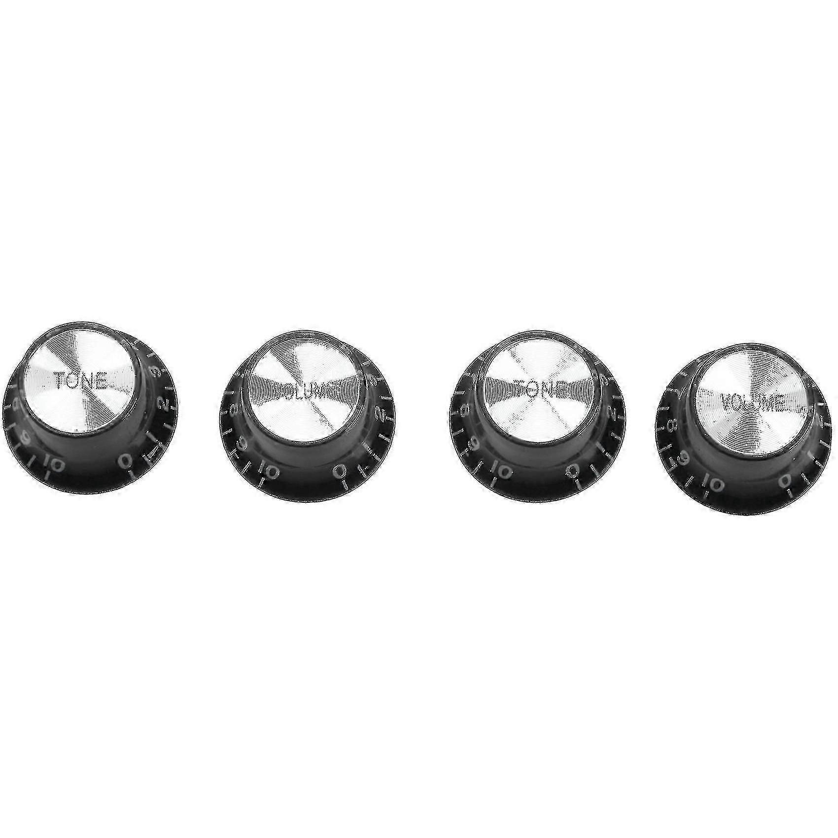 Guitar Knobs 2 Volumes And 2 Tones Silver Top Hat Bell-drwq