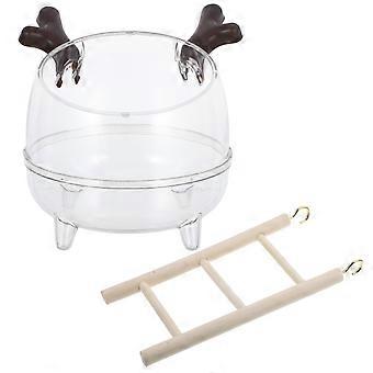Coffee Hamster Sand Bath Box with Ladder 2Pcs for Pet Bathroom Use