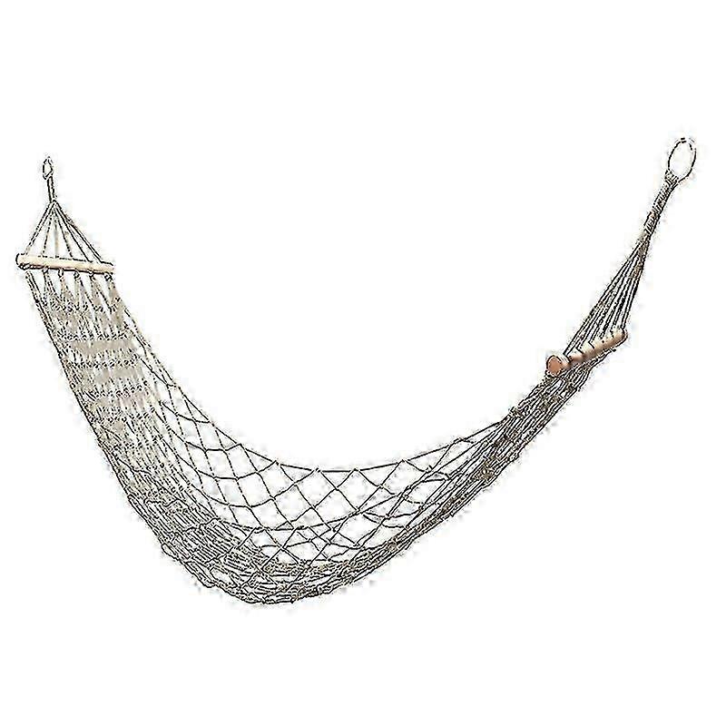 Cotton Double Hammock with Solid Wooden Spreader Bars