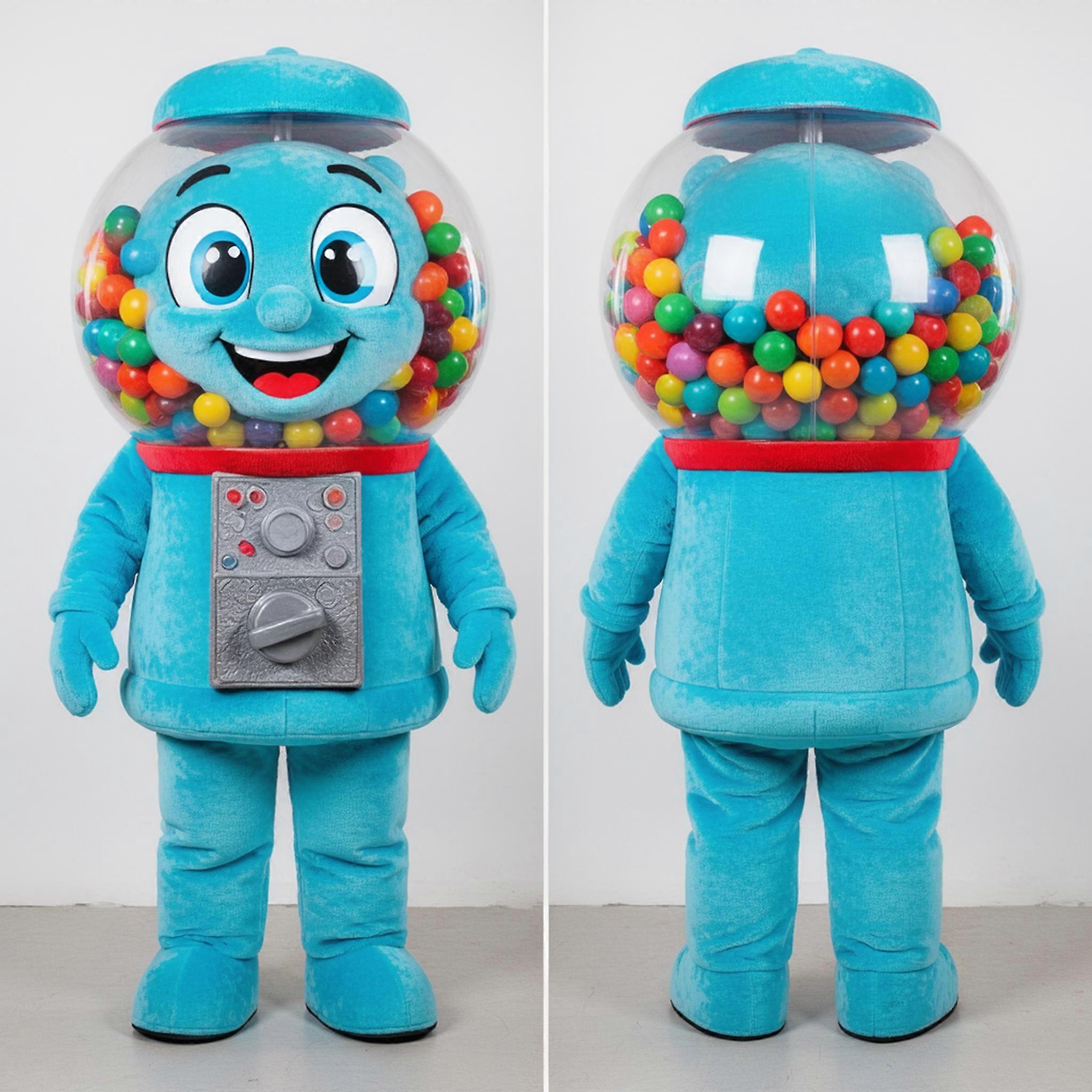 MASTICOT Cyan Smiling Gumball Machine Mascot