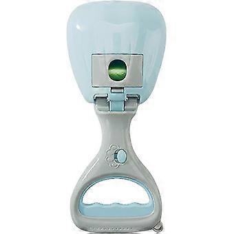 Pet Poop Scoop Handheld for Dogs Cats, Spring Clamp, One-Handed Operation, Durable ABS Plastic, Cream Blue