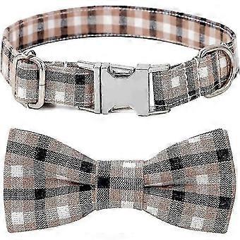 Cotton Plaid Dog Collar Bow Tie