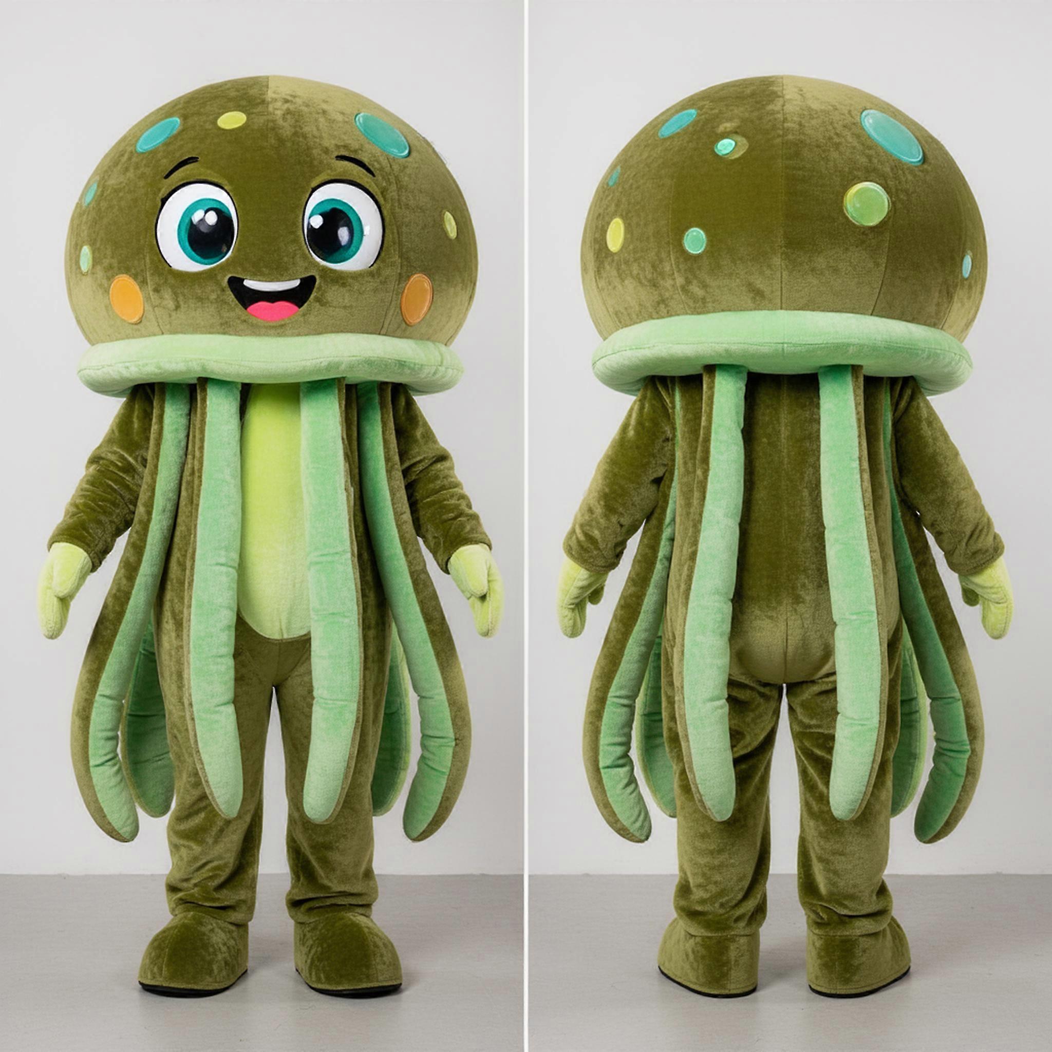 MASTICOT Olive Green Rounded Jellyfish Mascot