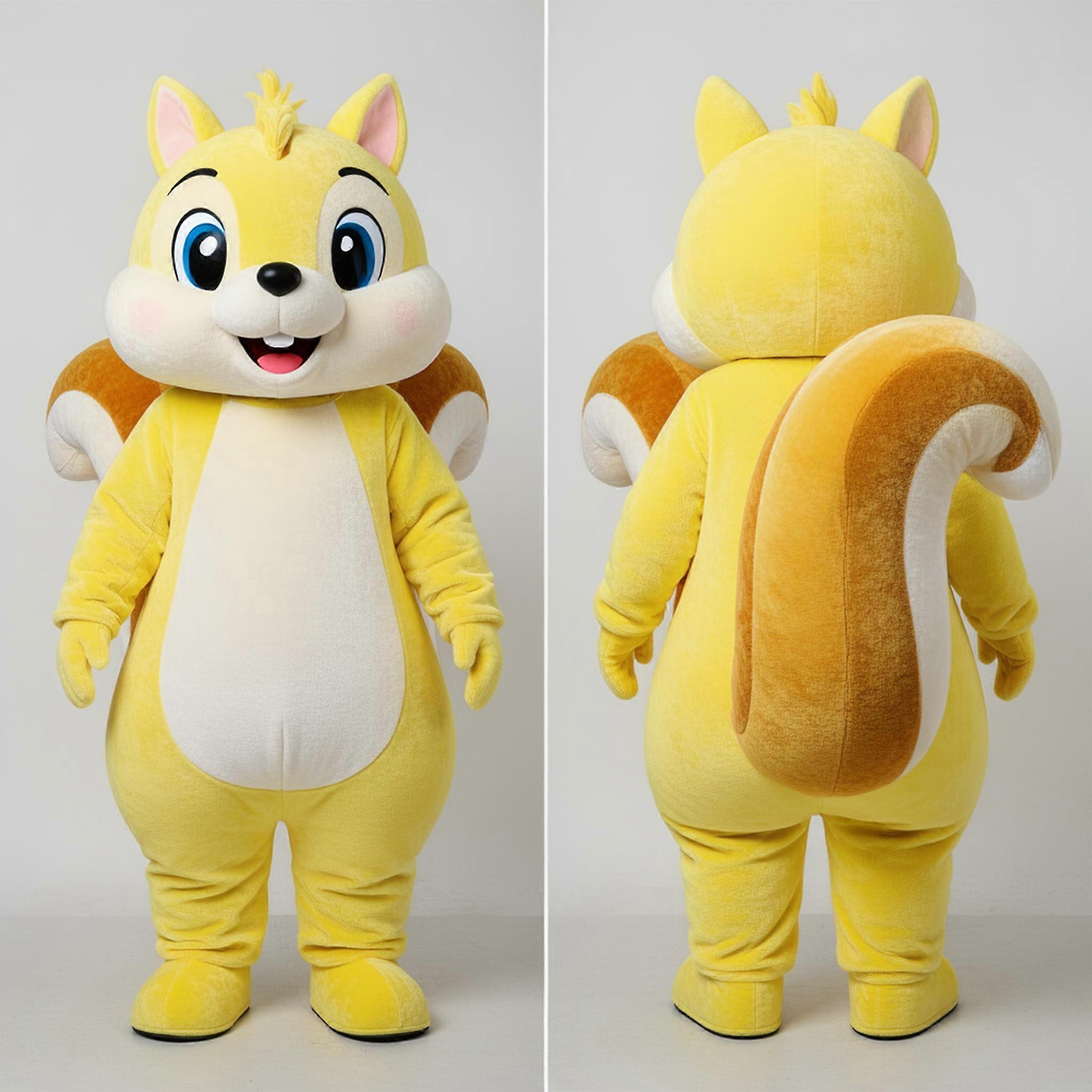 MASTICOT Lemon Yellow Fluffy Squirrel Mascot