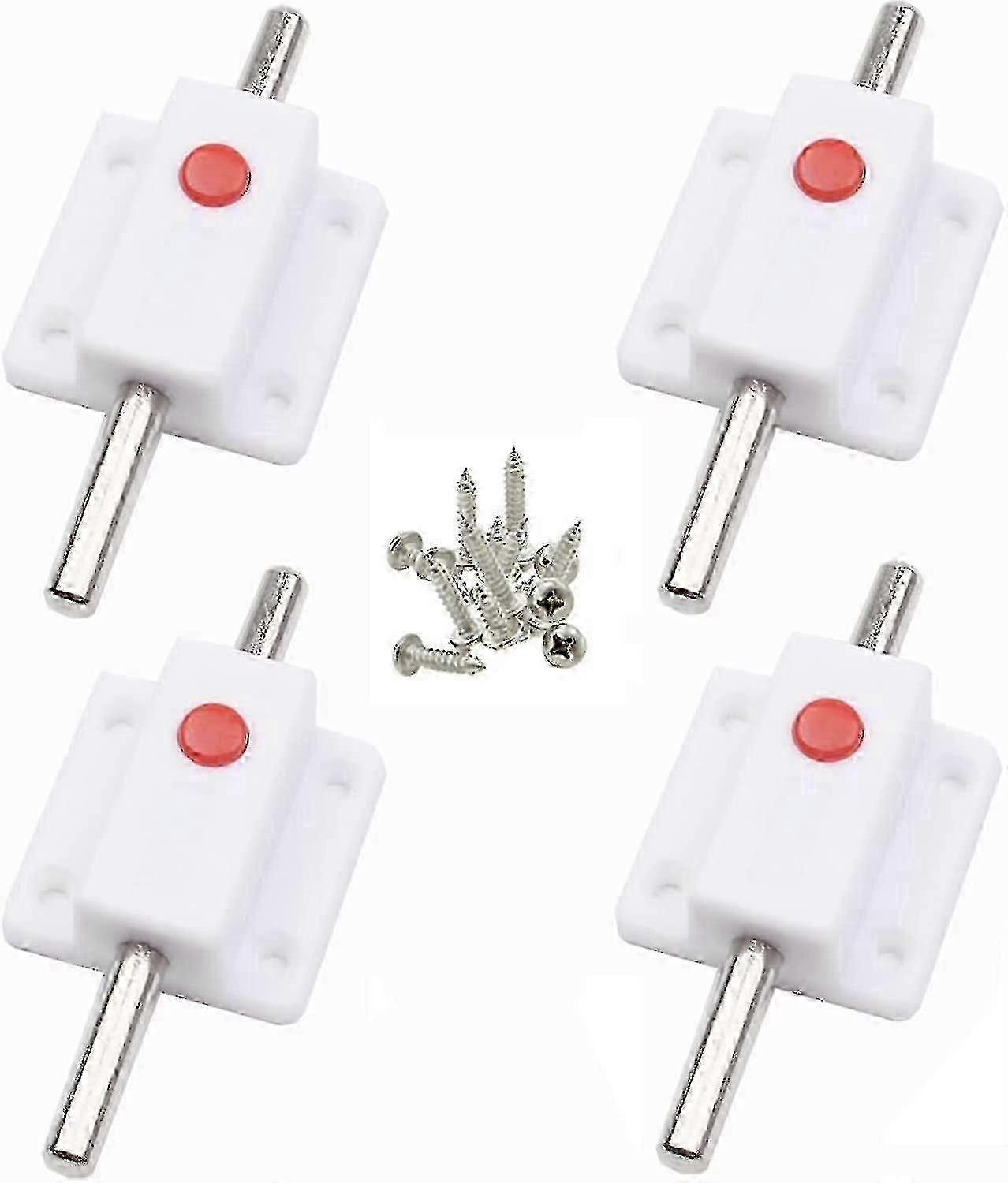 4pcs Door Bolt Lock,automatic Spring Button Security Latch,interior And Exterior Door Latches(white)