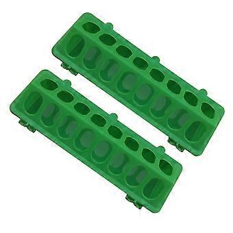 Pigeon Food Containers for Feeding Use 2Pcs Durable Green Plastic Bowls
