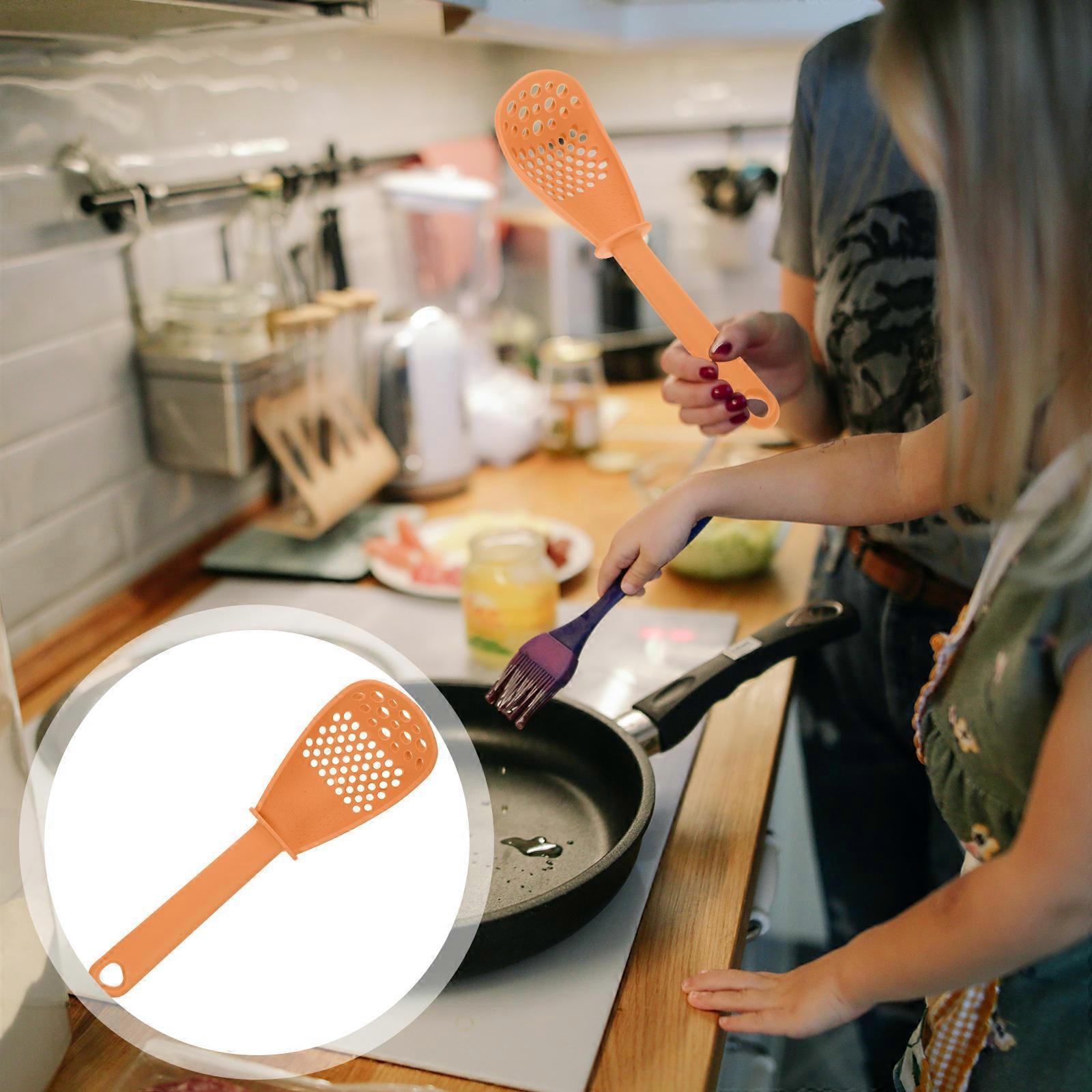 Multi-Function Plastic Grinder Colander Cooking Spoon for Mashing 5Pcs