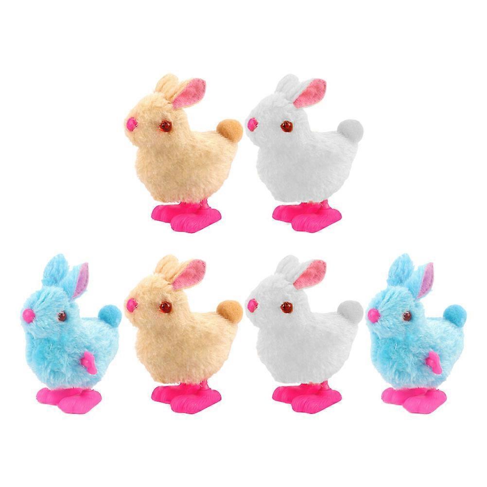 Kids Playing Wind-Up Plush Rabbit Toys Clockwork Function 6Pcs Set