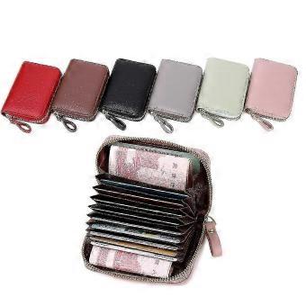 Genuine Leather Ladies Wallet, Small Credit Card Holder with Stainless Steel Zipper, 1 Piece