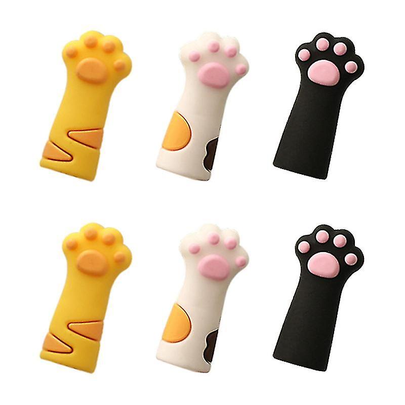 3.4X1.4x1.4cm Assorted Color Writing Pencils 6pcs Cat Claw Pencil Caps Plastic Pencil Protective Lid