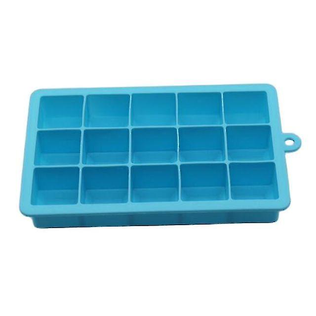 Square 15 Grid Silicone Ice Cube With Lid Abrasive Blue