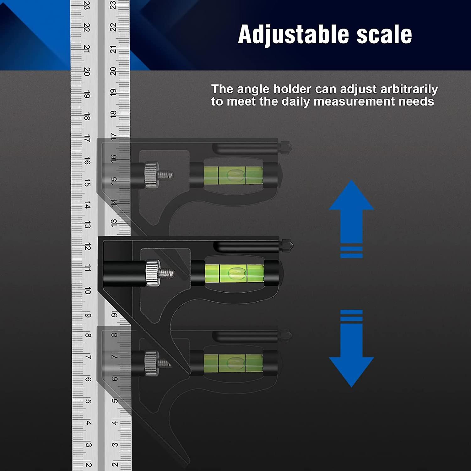 300mm Stainless Steel Combo Angle Ruler, Square Combo Ruler, Adjustable ...