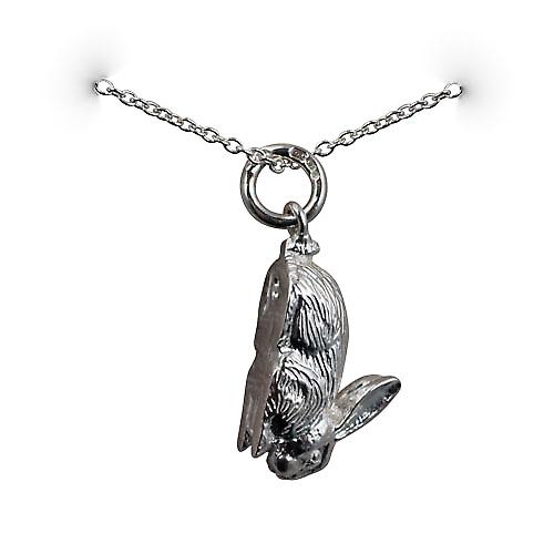 Silver 18x10mm solid Rabbit Pendant with a rolo Chain 22 inches