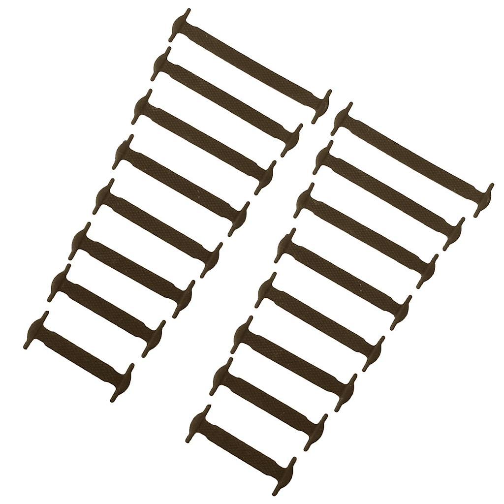 Pair No Tie Elastic Silicone Shoelaces Brown Plus size