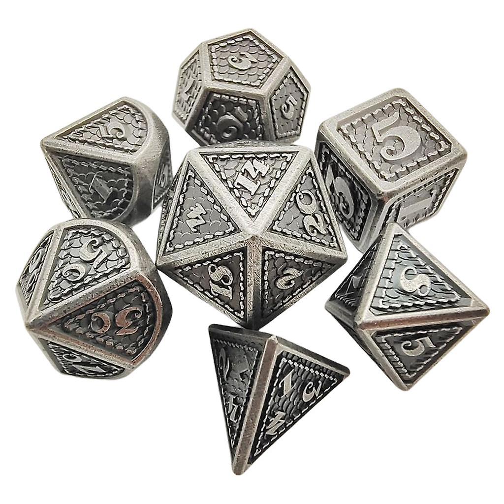 7x Polyhedral Dice Multi-Sided Game Accessories Props RPG Dices for DND Roll Nickel