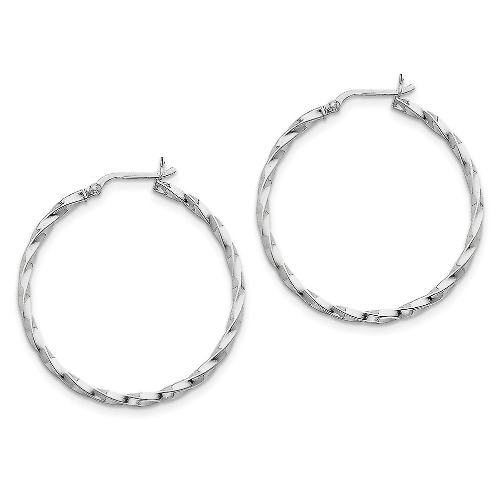 925スターリングシルバー中空ヒンジツイストポリッシュツイスト40mmフープピアス36x40mm幅3mm厚フープピアスWome用