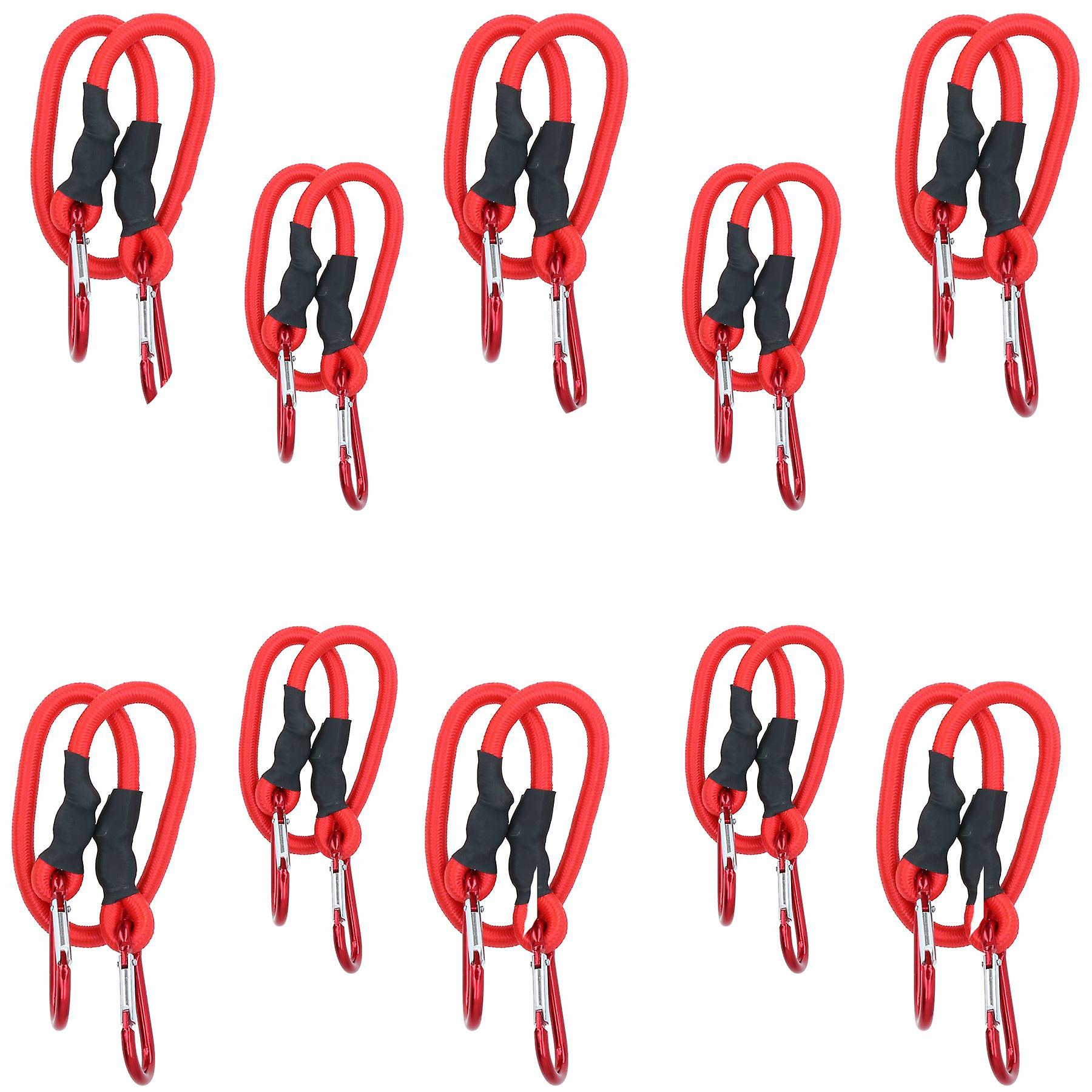 24” 60cm Bungee Rope with Carabiner Clips Cords Elastic Tie Down Fasteners x 10