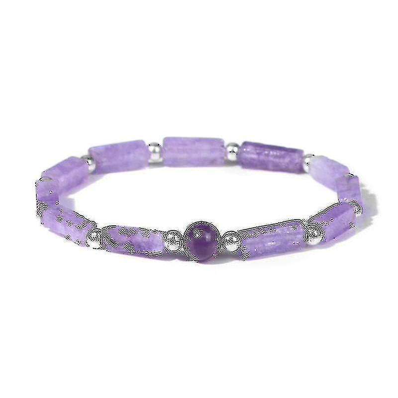 Natural Stone Amethyst Bead Bracelet, Retro Rectangular Amethyst All-match Bracelet