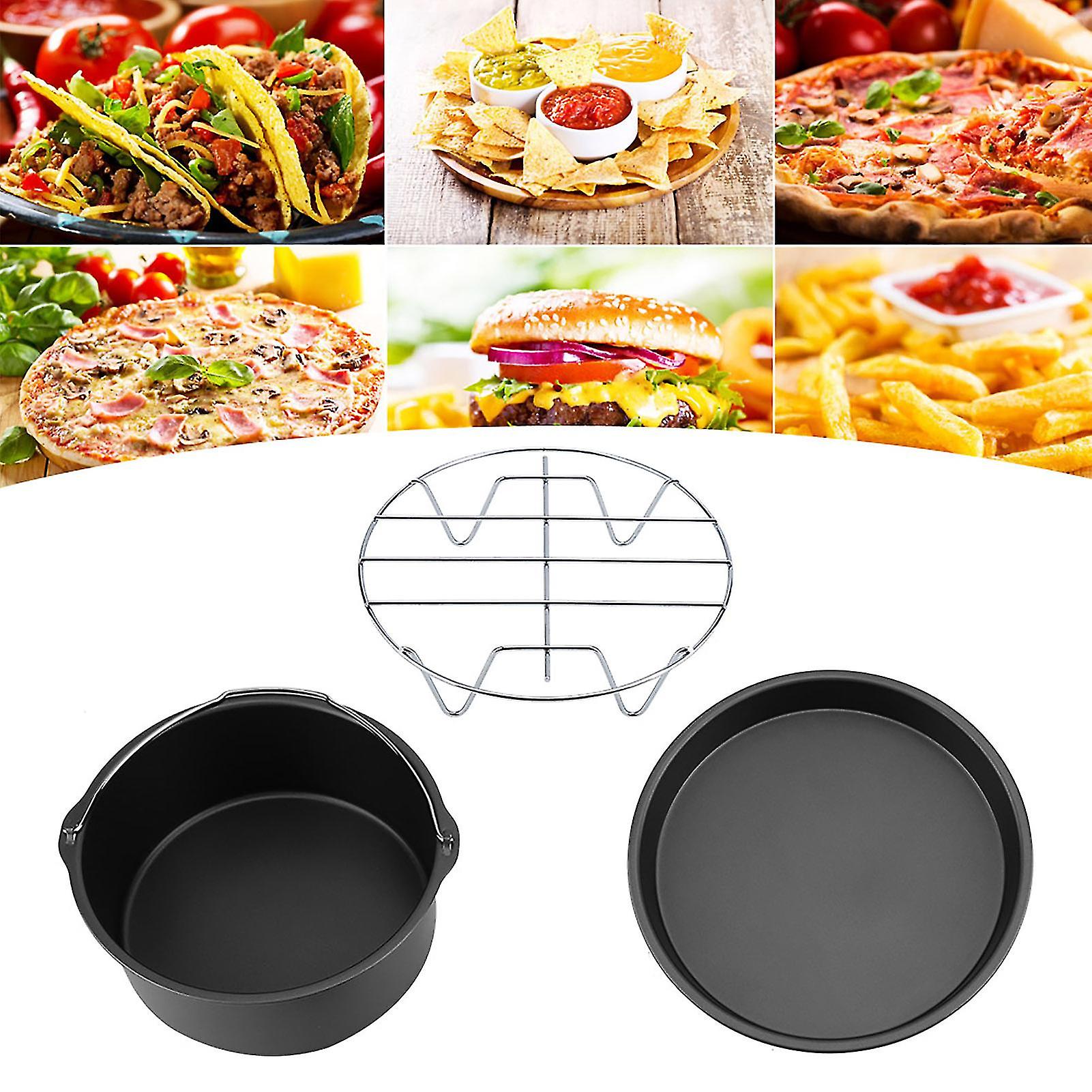 Air Fryer Accessories, Multifunctional air Fryer Accessories, Bread Rack, Cake Barrel, Pizza Tray(Negro)