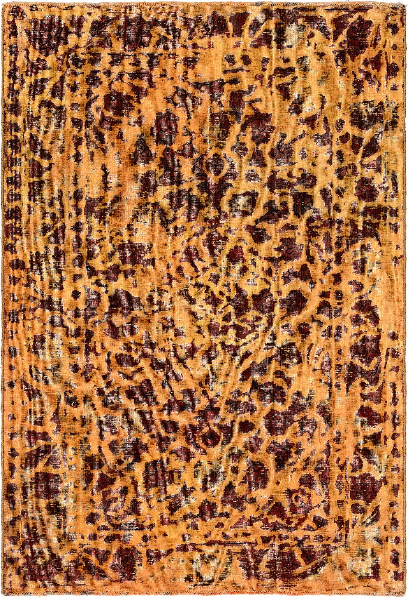 Vidal 复古皇家 94x137 带橙色手工制作的中亚地毯