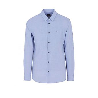 Men's Armani Exchange Man Woven Shirt White Pied De Poule