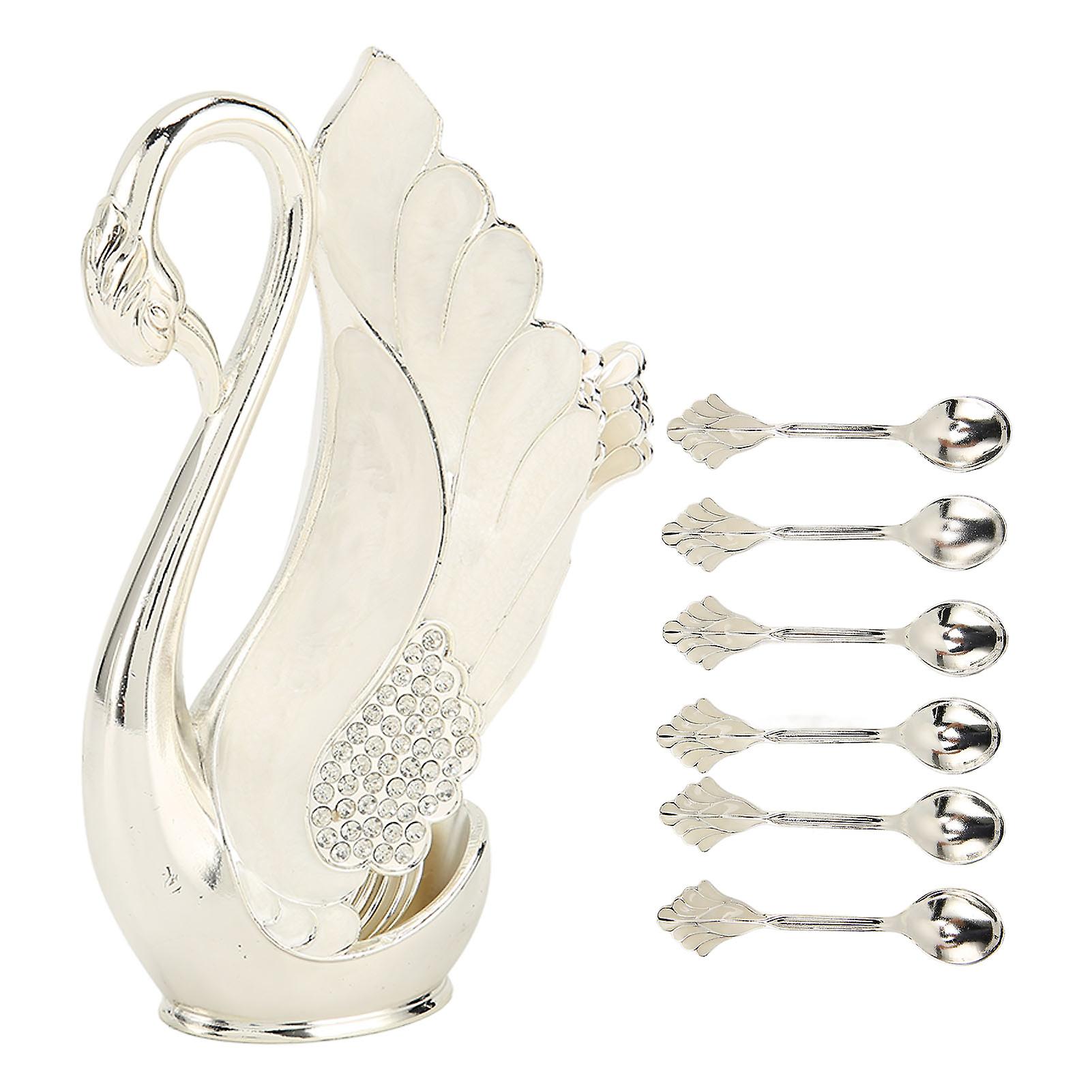Coffee Spoons Set Silvery Modern Style Alloy Material Polished Effect Burrs Free Teaspoons Fork Set for Party Bar Spoon