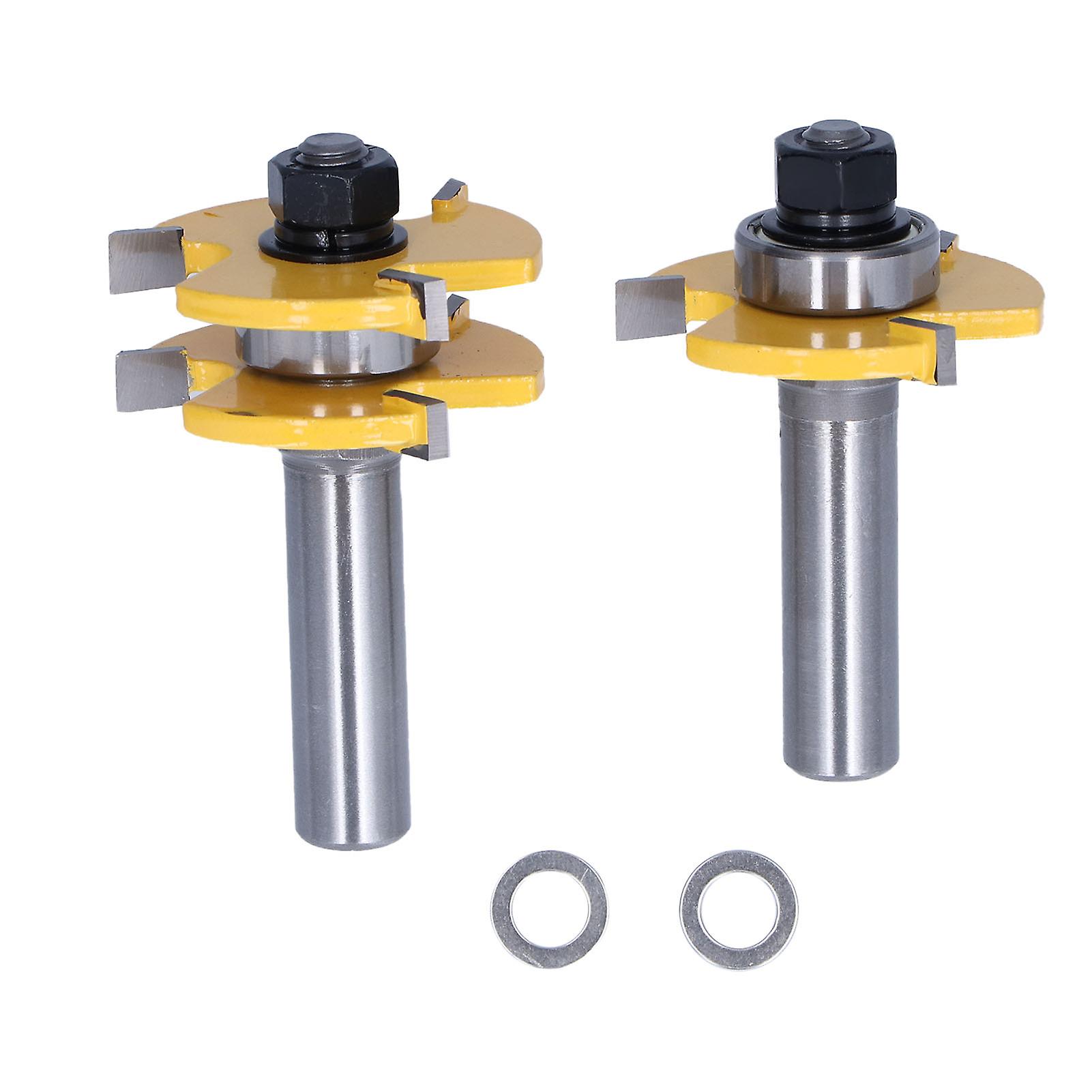 2Pcs Router Bit T Type 3 Teeth Milling Cutter Cutting Tool Set Kit for Woodworking