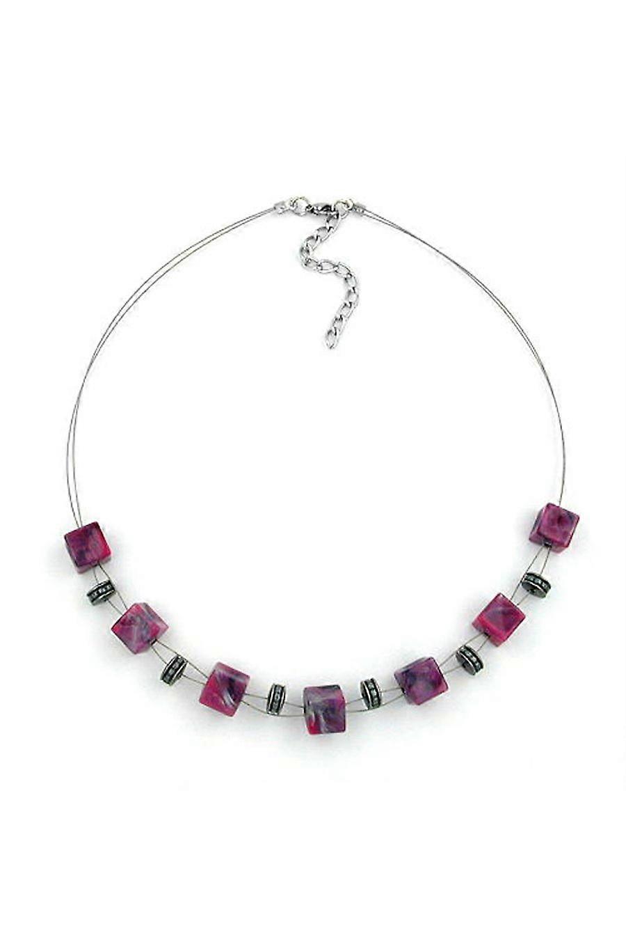 Necklace Cube Beads Pink-grey 45cm - Gl00379