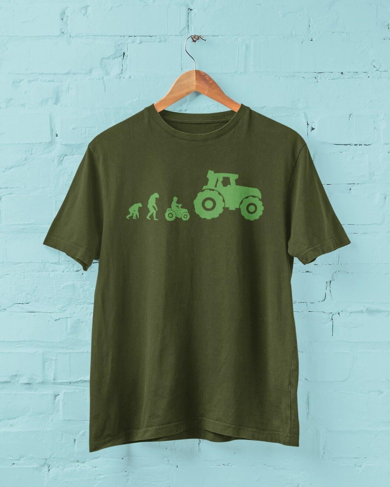 The Evolution Of Farming T Shirt Funny Ape To Man To Tractor Novelty Tshirt Top