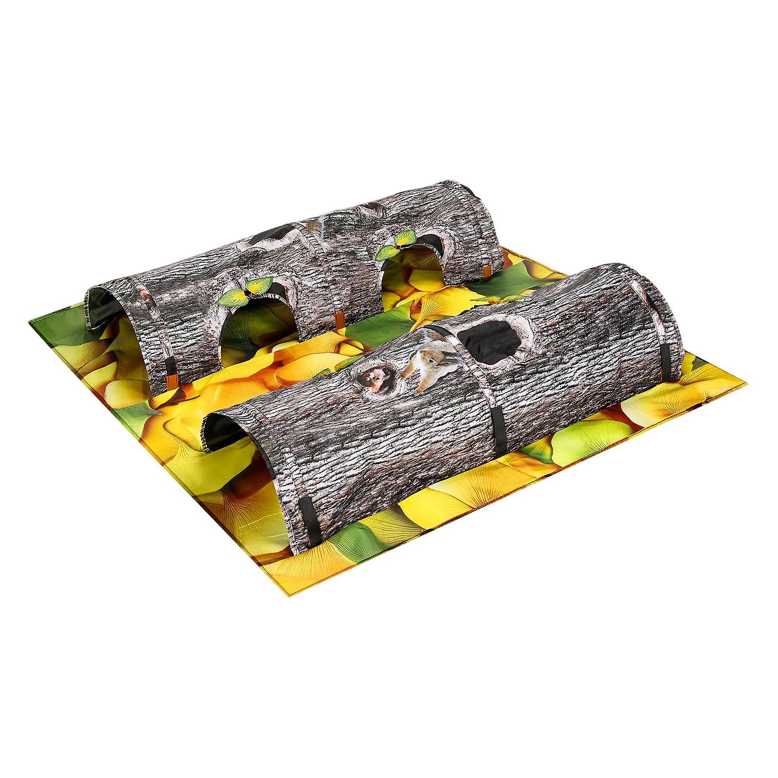 Cat Double Tunnels Interactive Pet Tunnel Interactive Toy Kitten Play Tunnel Toy Folding for Indoor Cat Rabbit Cats Family