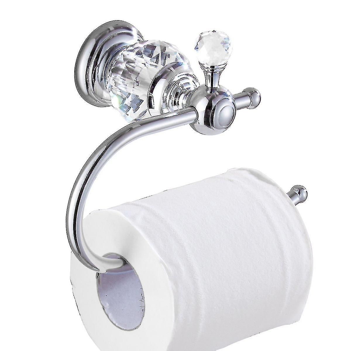 クリスタルシリーズ真鍮トイレットペーパーロールホルダー、ポリッシュクローム-YKY416