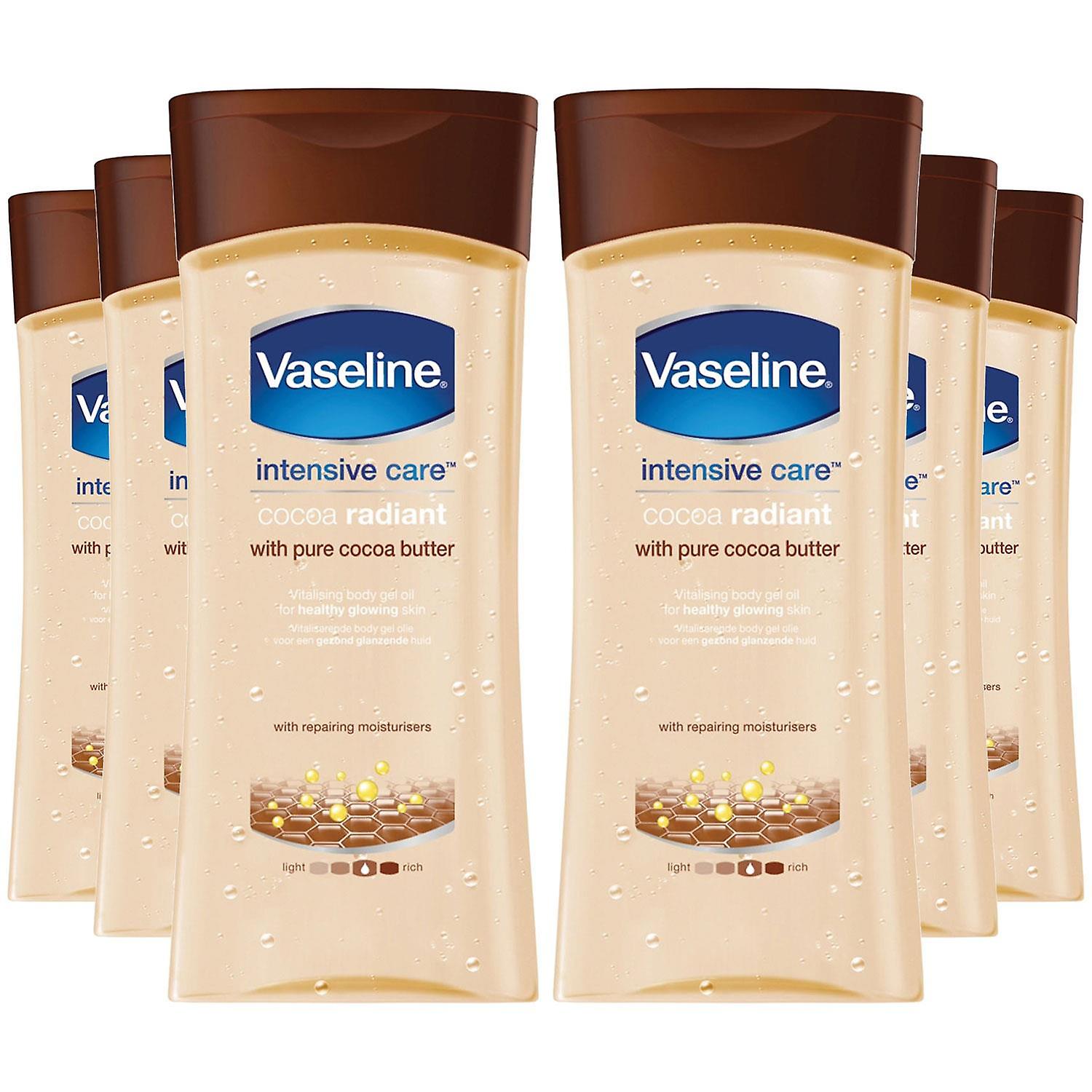 Vaseline Clear Body Gel Oil Intensive Care Cocoa Radiant Pure Cocoa Butter 200Ml, 6Pk Regular