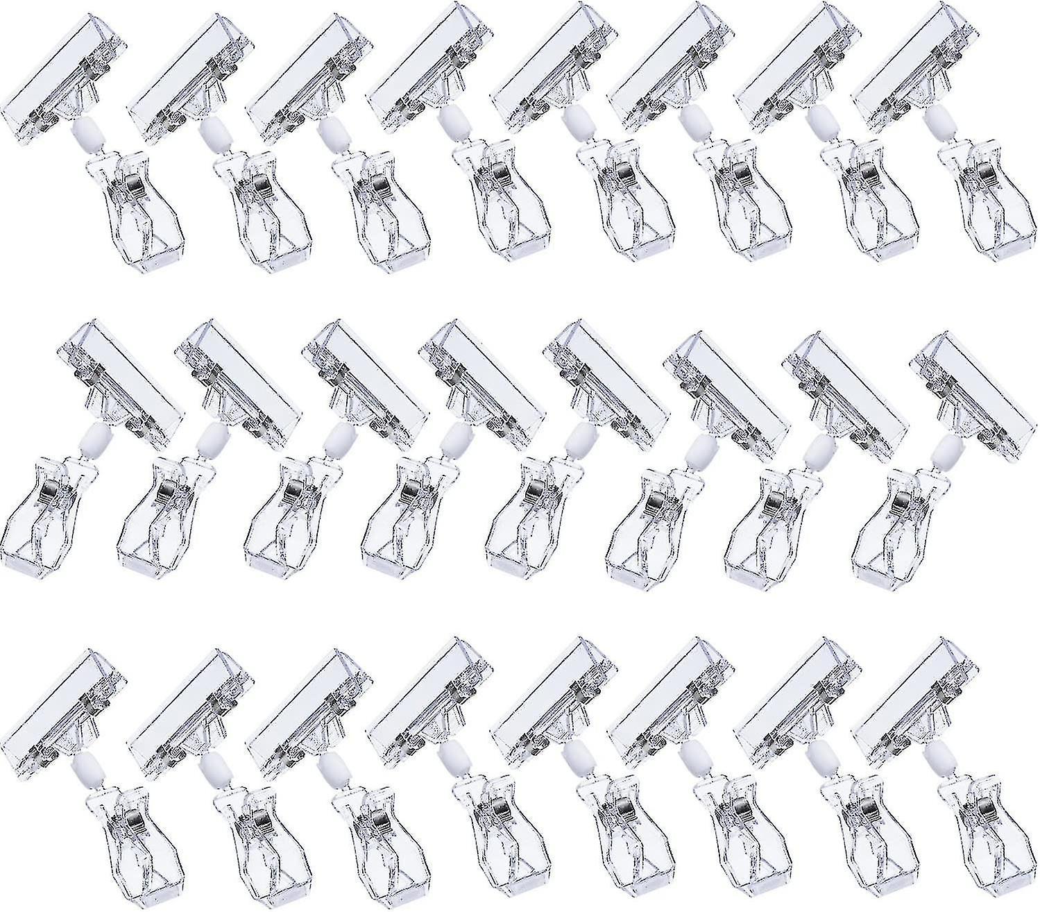 20-Pack Plastic Rotatable Sign Clip Merchandise Sign Clip Display Clip Stand, Clear