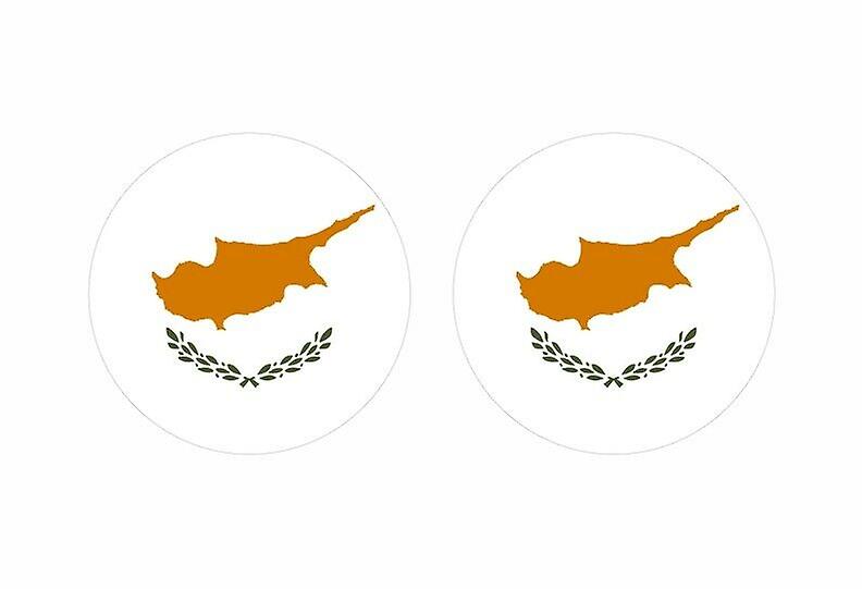 2x stick sticker round cocarde Cypriot chypre flag