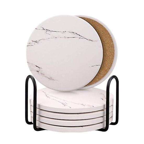6 Pcs for Coasters Ceramic Drink Coasters Round with Holder 4 Inch Absorbent Coasters Drinks Cup Coaster for