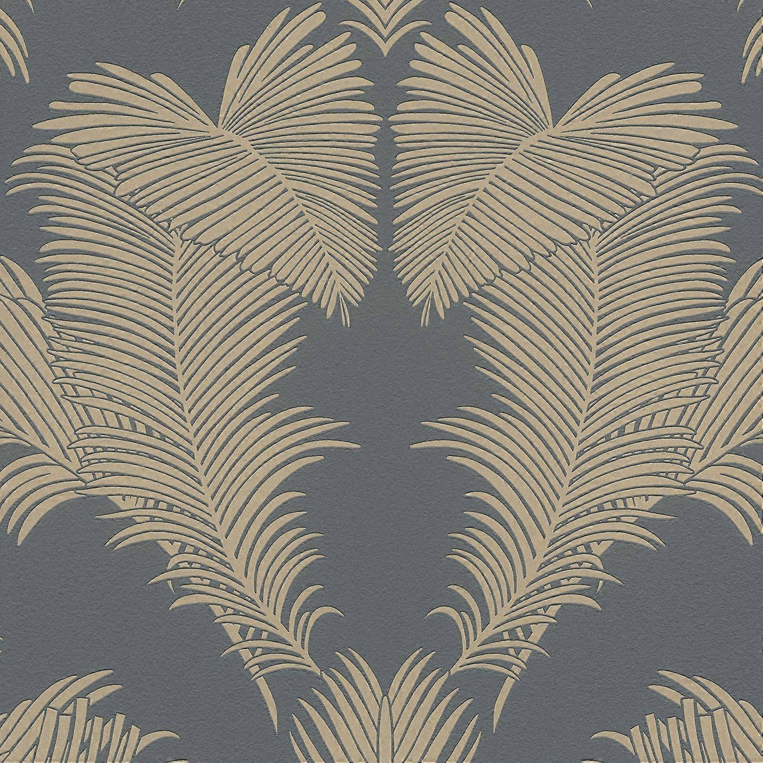Nature non-woven wallpaper wall Profhome 379593-GU textured with graphical pattern shiny gold grey