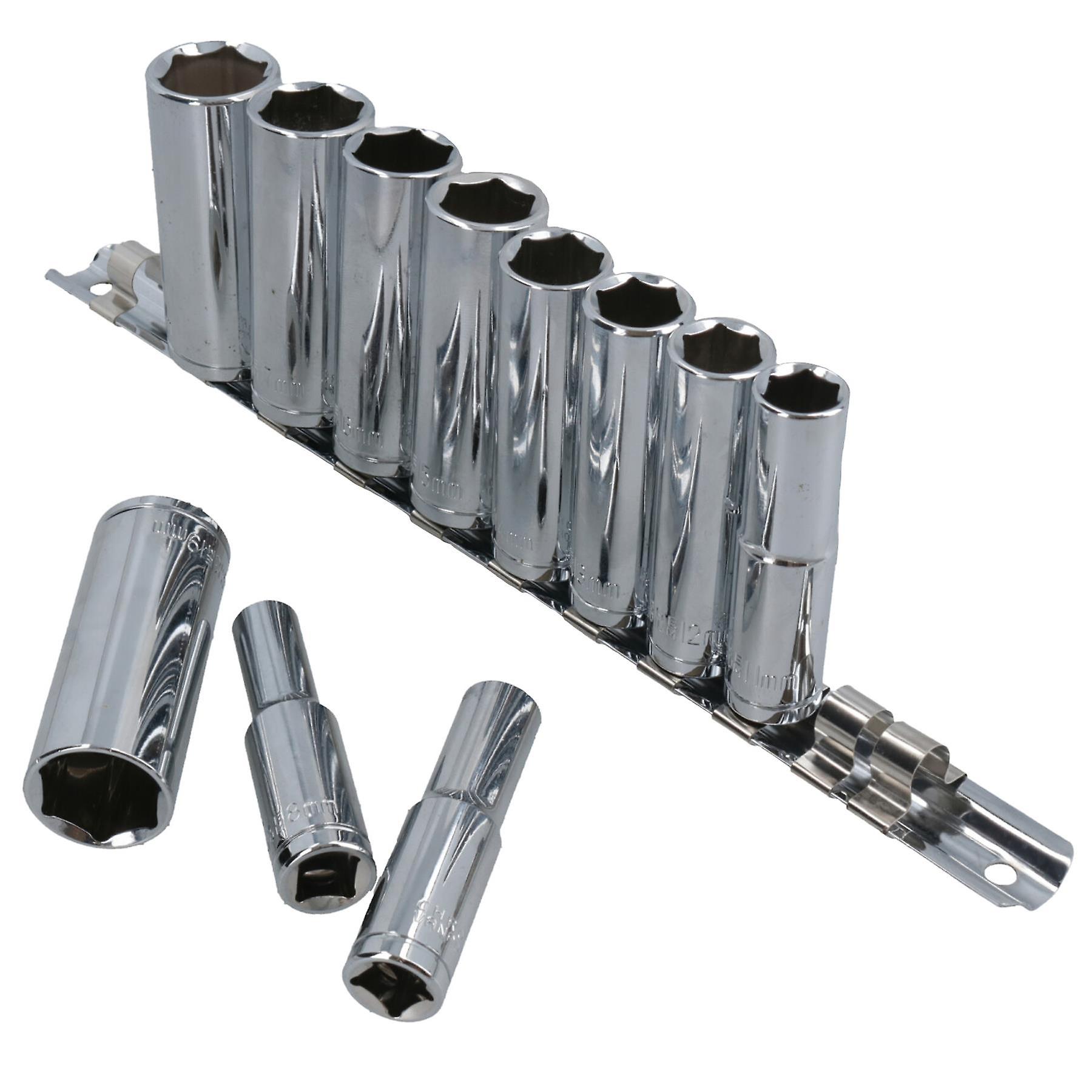 3/8" drive sockets deep metric sockets 8mm - 19mm 11pc TE050