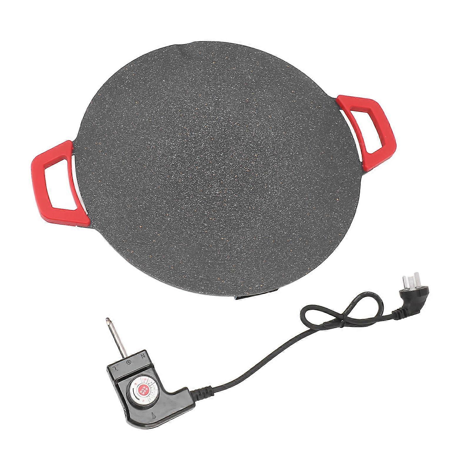 Grelha de churrasco elétrica coreana pan antiaderente com revestimento redondo Comal Griddle Plate AU Plug 220V Black-Yvan