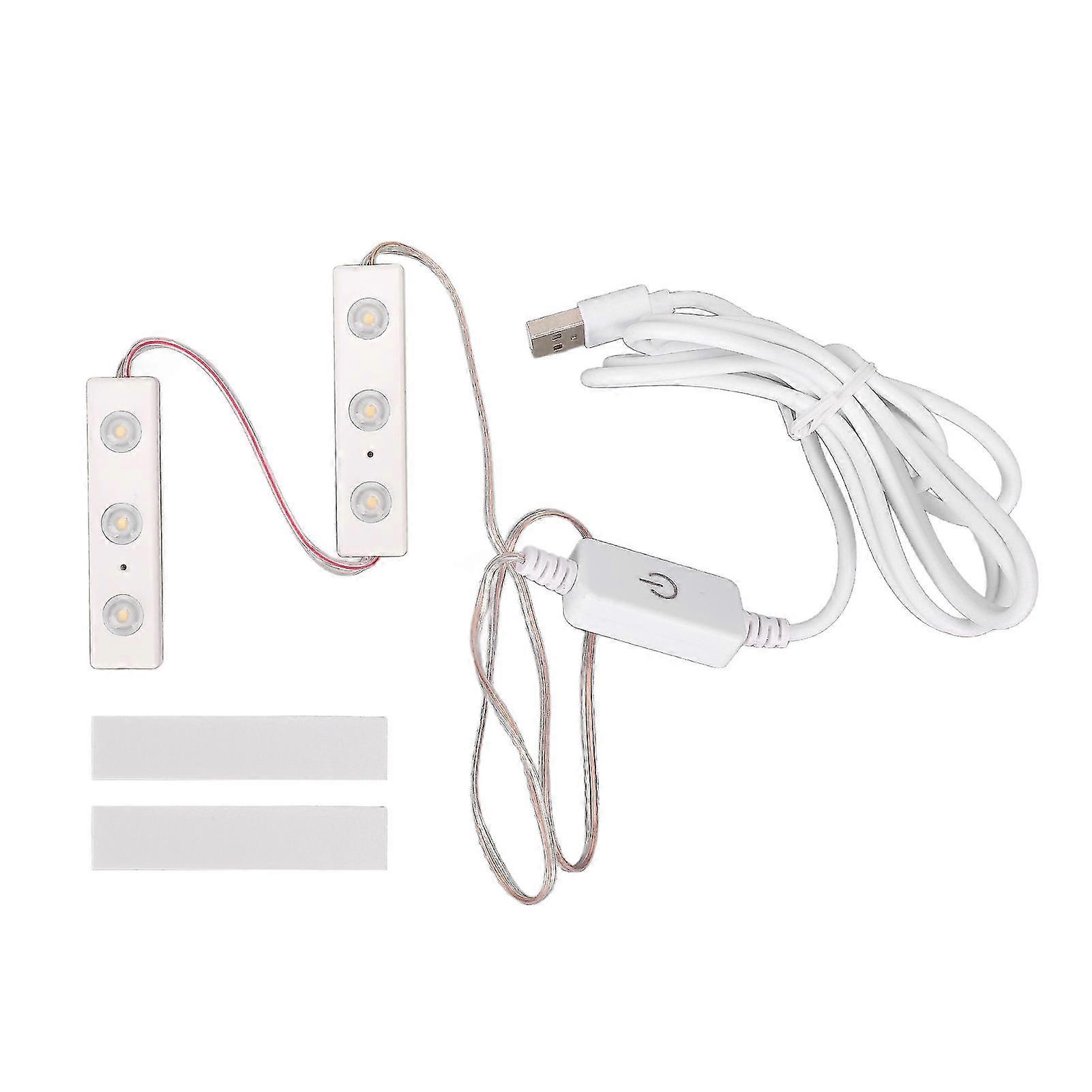 Makeup Mirror Light LED Strip Bulb 2 Strings (6pcs) Adjustable Brightness USB Plug-in