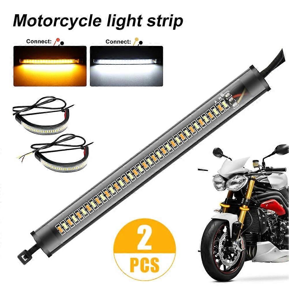 2Pcs LED Motorcycle Ring Fork Light Strip 12V Motor Turn Signal Light Flashing Blinker Daytime Flasher Car Light Accessories ST1M493