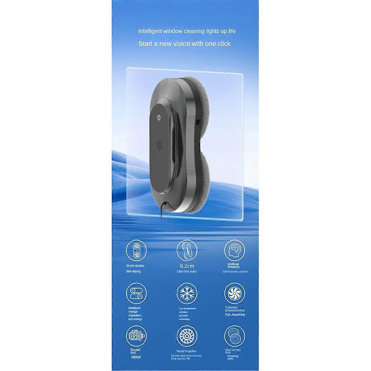 Automatic Water Spray Window Cleaning Robot with Ultra-Thin Body, Auto Path Planning & Powerful 3500Pa Suction EU Plug