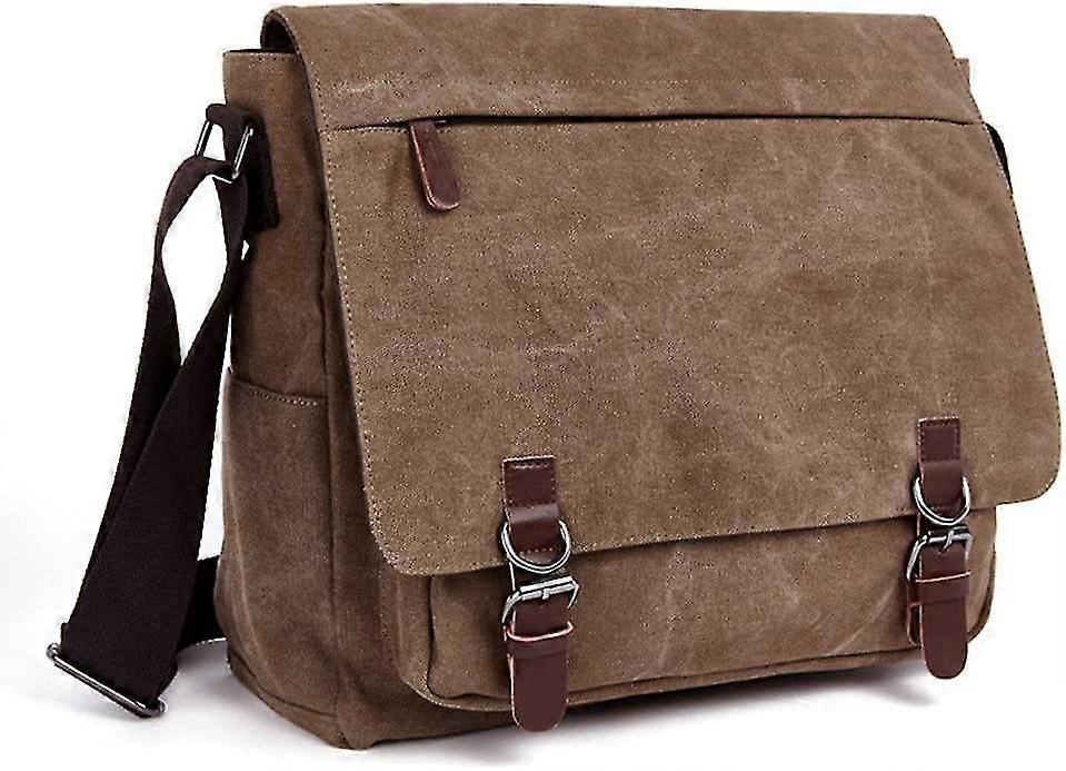 Męska torba na ramię Płócienna torba Crossbody Torba, 16 cali (kawa)