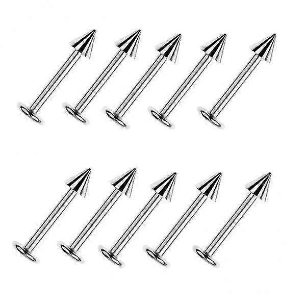 3x10stk sølv rustfrit stål labret læbering spike stud piercing spånstænger