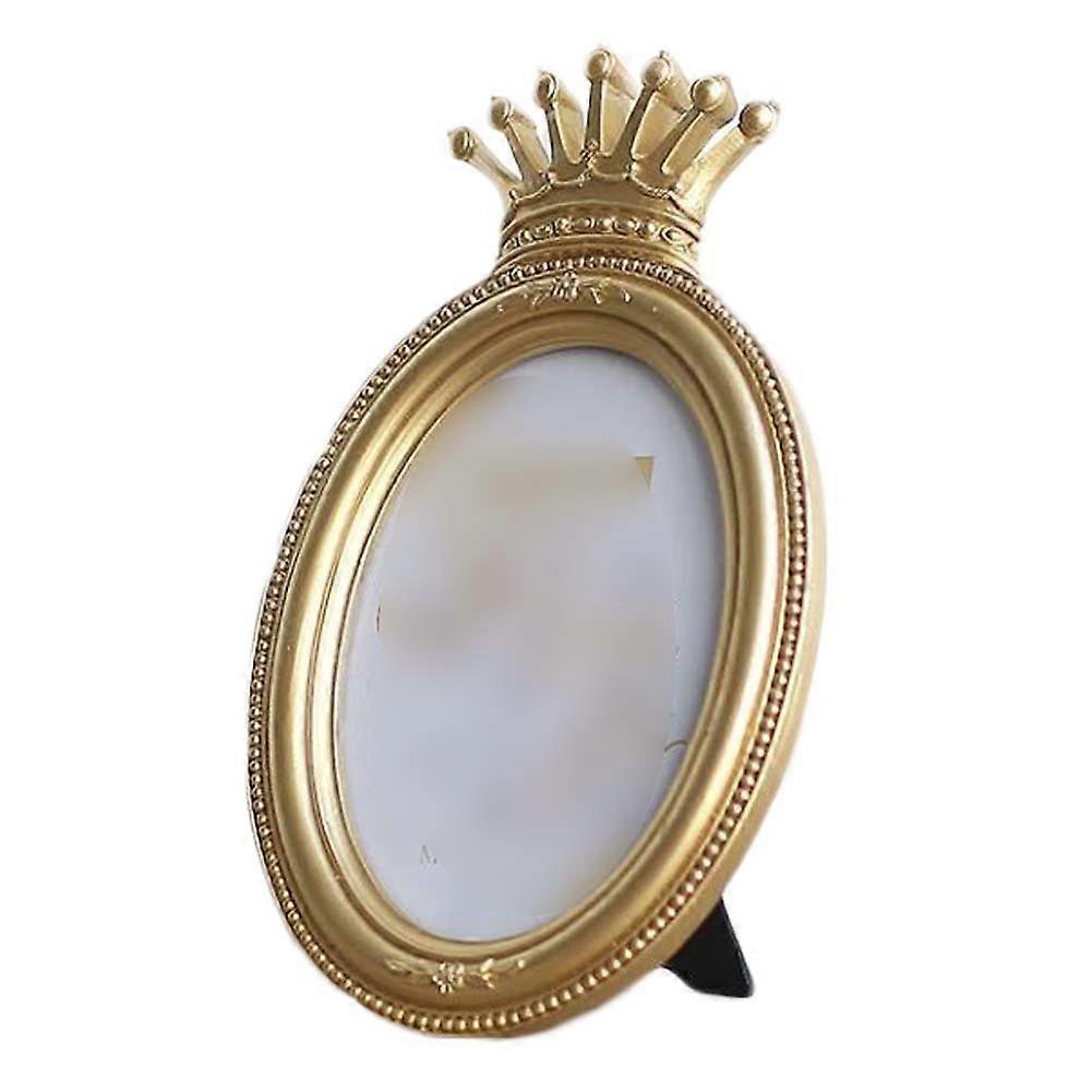 Oval Shape 5x7 Picture Frame Golden Crown Resin Photo Frame Vintage Photo Frame Decorative Display Picture Frame