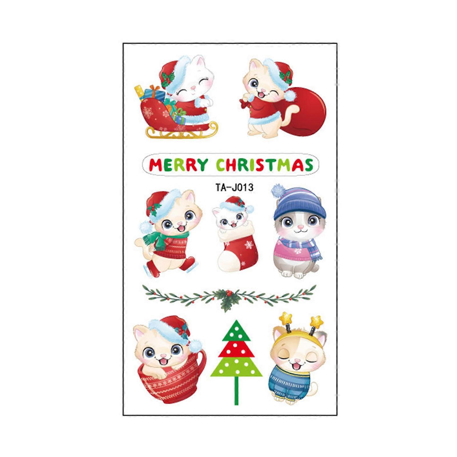 10 Sheets Temporary Tattoo Stickers Santa Claus Elk Snowman Christmas Stocking Christmas Tree Art Tattoo Stickers Kids Body Decorations Xmas Party Fav