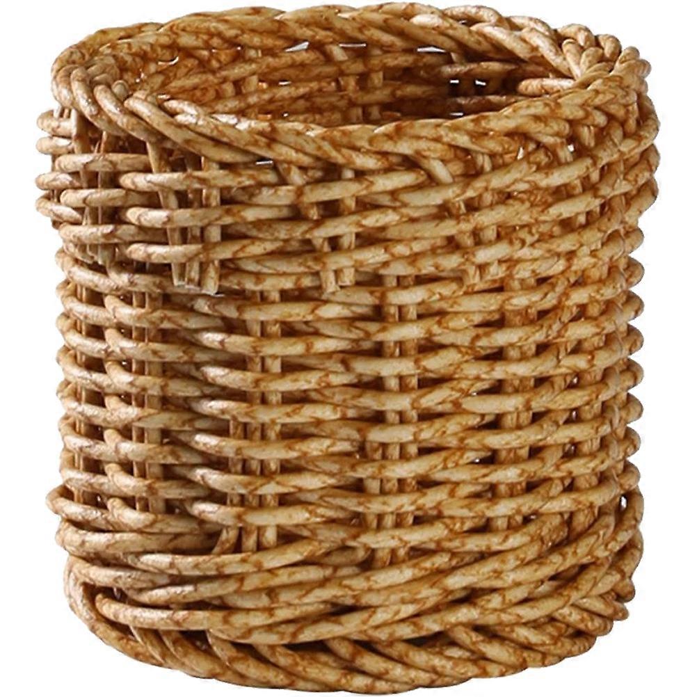 Imitation Rattan Storage Box Desktop Lipstick Makeup Brush Storage Box  Pen Container Box