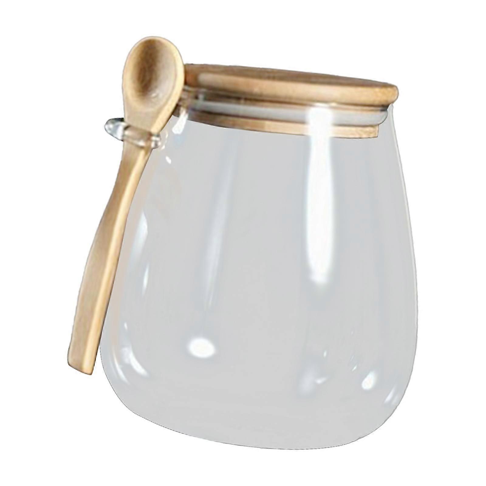 Airtight Jar with Bamboo Lid and Spoon Seasoning Jar for Refrigerator