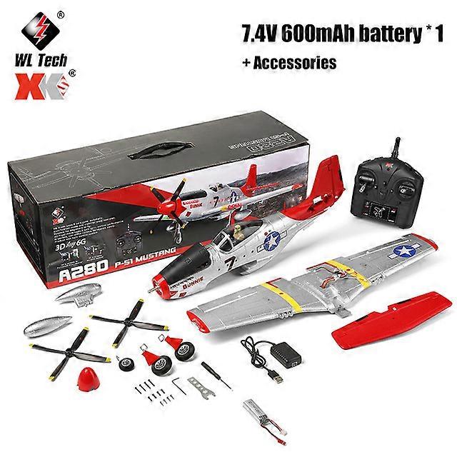 New WLtoys XK A280 RC Airplane P51 Fighter Simulator 2.4G 3D6G Mode Aircraft with LED Searchlight Plane Toys for Children Adults