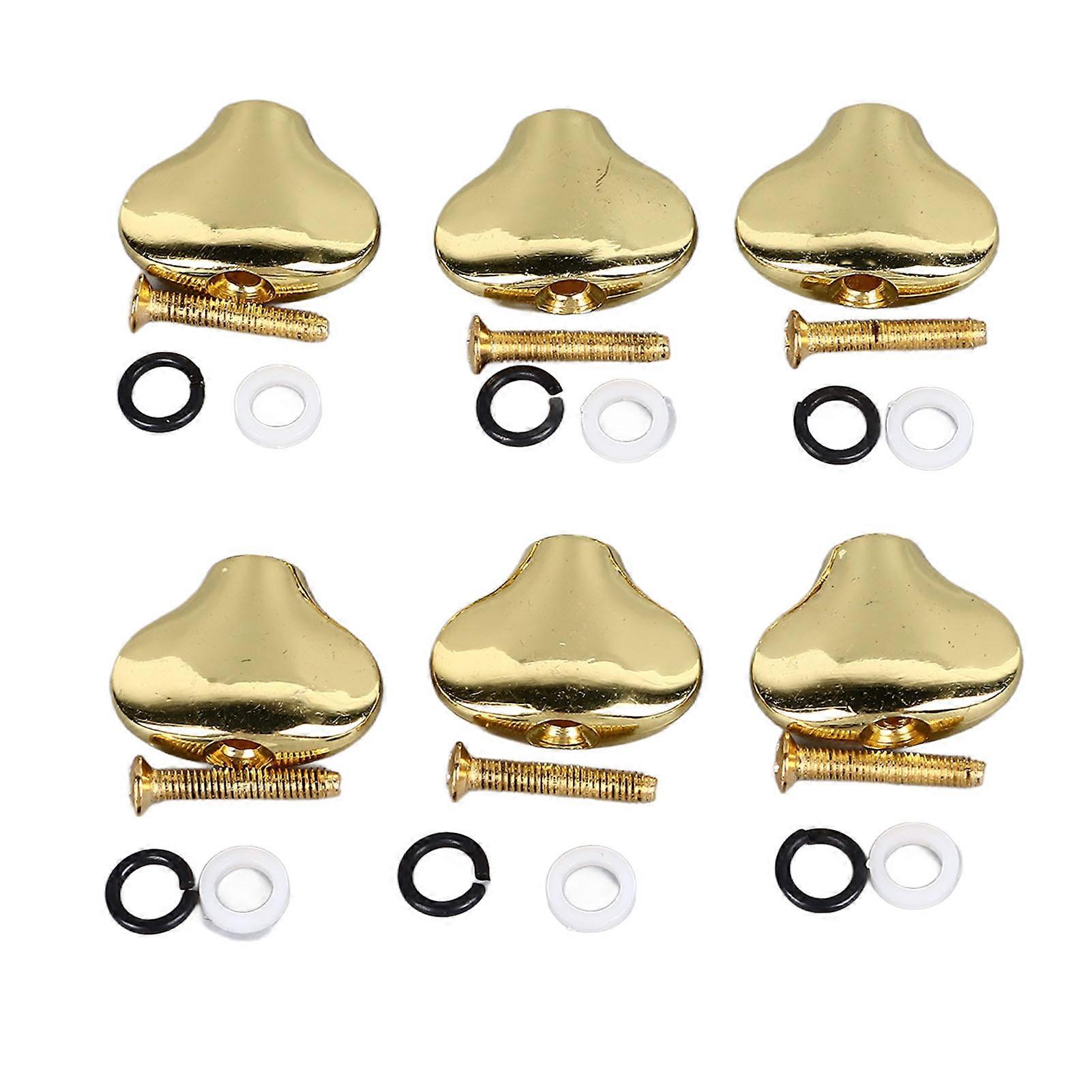 6 Pcs Guitar Machine Head Button Exquisite Fish Tail Shape Comfortable Grip Metal Tuning Peg Head Gold