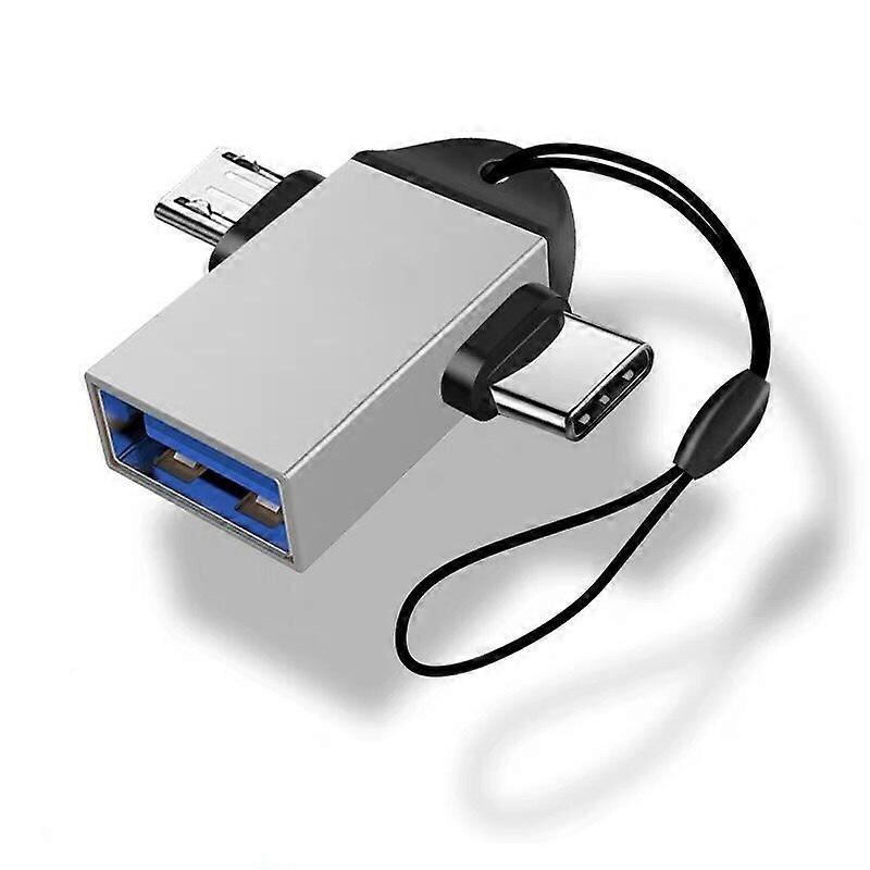 Adapter 2 in 1 OTG USB 3.0 Female Micro USB Male and USB Connector C Male, Aluminum Alloy Converter, Xiaomi Samsung